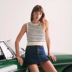 Reformation Rumita Striped Cotton Crop Sweater Vest